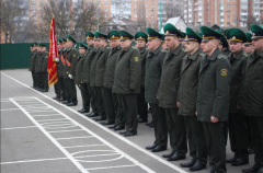 В Пинском пограничном отряде состоялся ритуал прощания с Боевым знаменем